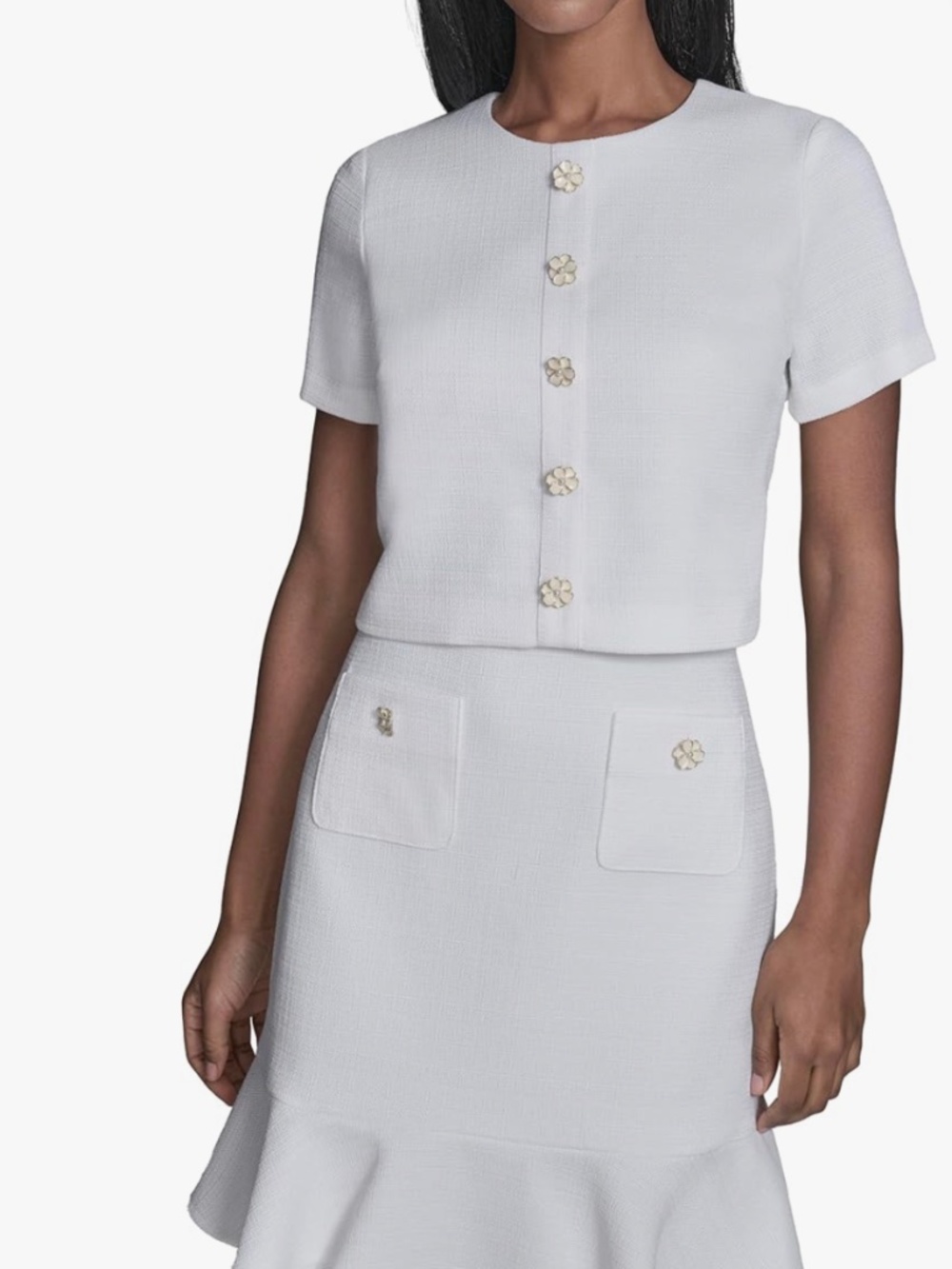 KARL LAGERFELD PARIS - Crewneck Ruffle Hem Dress